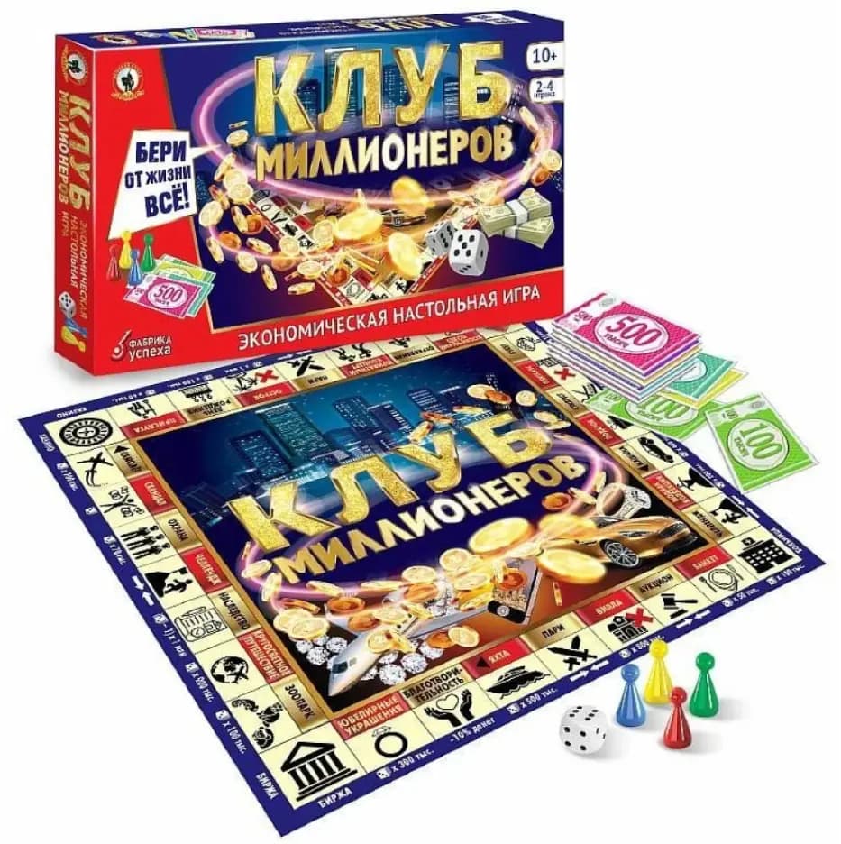 Экономическая Настольная игра Клуб миллионеров 10+ 2-4 игрока