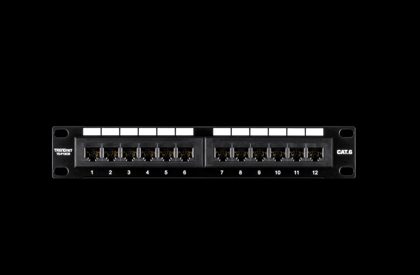 Патч-панель 12 портов, Cat.6 (RJ-45)