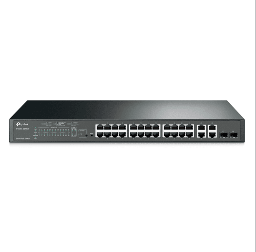 Smart коммутатор TP-Link T1500-28PST (24-Port PoE+ 10/100 Mbps + 4-Port Gigabit)
