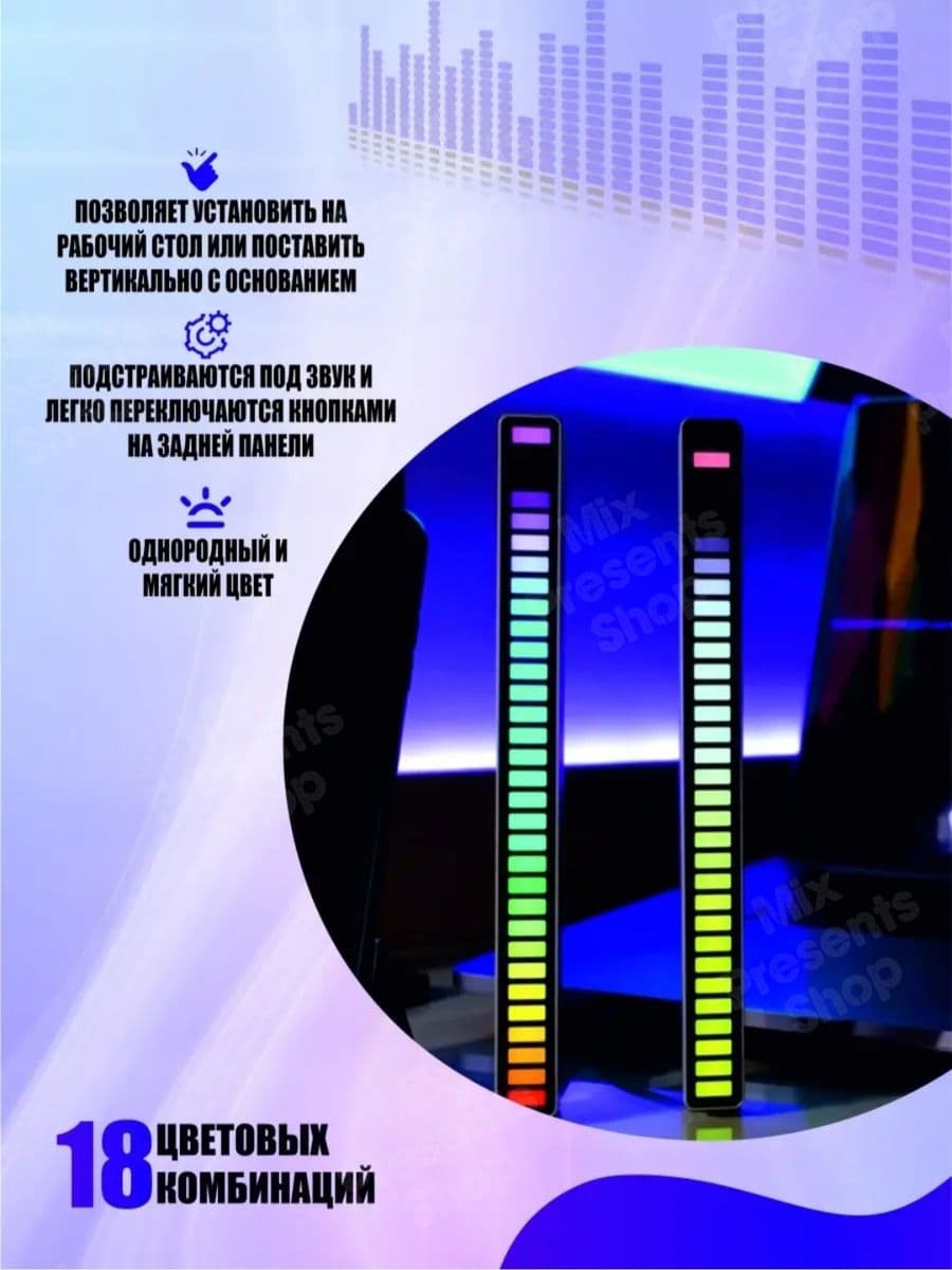LED эквалайзер-светомузыка для дома, авто.